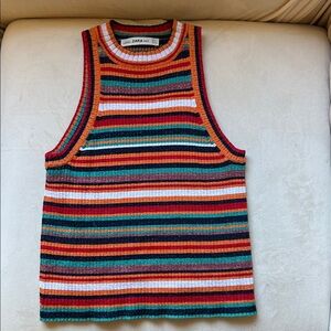 Zara Colorful Striped Sleeveless Top